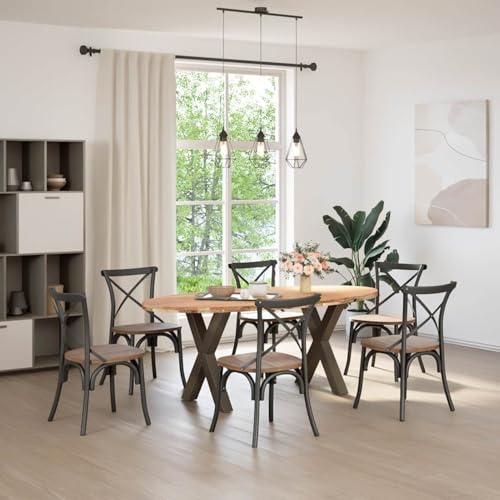 Homgoday Massiver Eichenholz Esstisch 200x100cm - Robust & Stabil mit X-Beinen Model3305342 von Homgoday