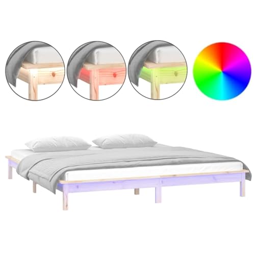 Homgoday Massivholzbett mit LEDs 135x190 cm Familienbett Model820646 Homgoday Massivholzbett mit LEDs 135x190 cm Familienbett Model820646 von Homgoday