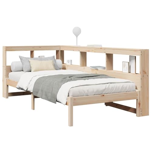 Homgoday Massivholzbett mit Regal ohne Matratze 100x200 cm Kiefer Bett Holz Gästebett von Homgoday