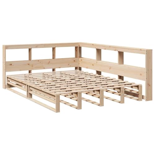 Homgoday Massivholzbett mit Regal ohne Matratze 160x200 cm Kiefer Bett Holz Gästebett von Homgoday