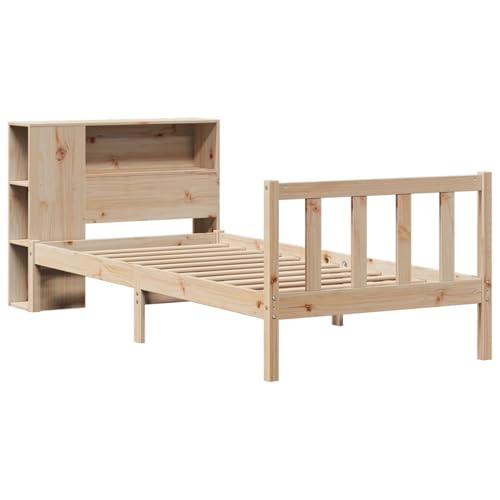 Homgoday Massivholzbett mit Regal ohne Matratze 90x190 cm Kiefer Bett Holz Gästebett von Homgoday