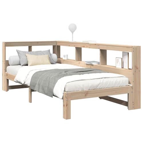Homgoday Massivholzbett mit Regal ohne Matratze 90x190 cm Kiefer Bett Holz Gästebett von Homgoday