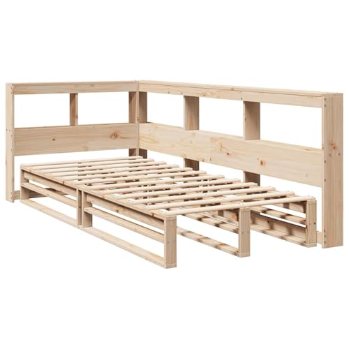 Homgoday Massivholzbett mit Regal ohne Matratze 90x190 cm Kiefer Bett Holz Gästebett von Homgoday