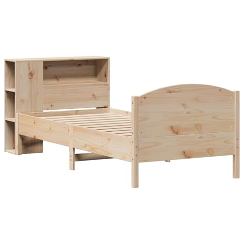 Homgoday Massivholzbett mit Regal ohne Matratze 90x200 cm Kiefer Bett Holz Gästebett von Homgoday