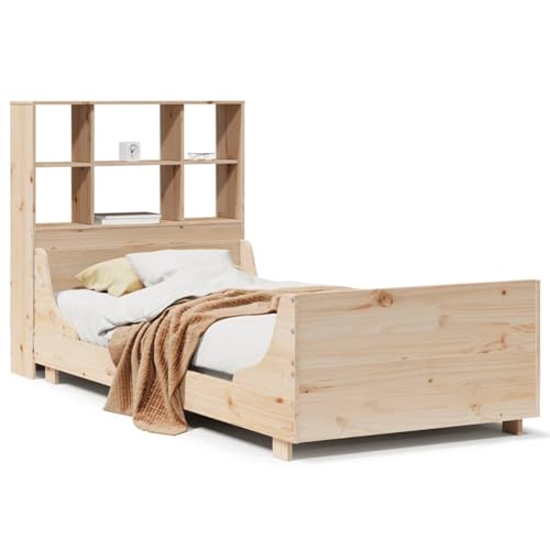 Homgoday Massivholzbett mit Regal ohne Matratze 90x200 cm Massivholz Familienbett Model3323815 von Homgoday