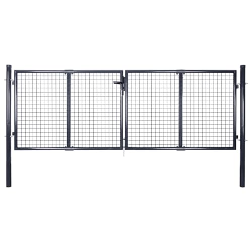 Homgoday Mesh-Gartentor Verzinkter Stahl 289 x 100 cm Grau Model143363 von Homgoday