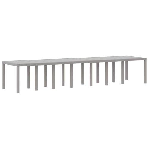 Homgoday Metall-Rattan-Gartentisch hellgrau, 400x100cm, max. 10 Pers., UV-beständig Model3378531 von Homgoday