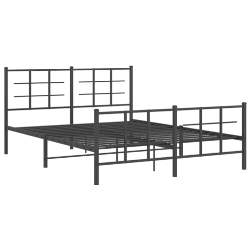 Homgoday Metallbett ohne Matratze mit Fußteil Schwarz 160x200 cm Bett Holz Gästebett von Homgoday