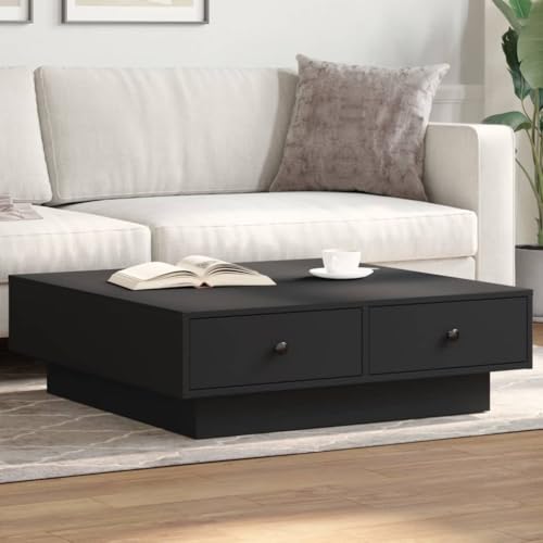 Homgoday Moderner Wohnzimmertisch, Couchtisch, Wohnzimmertisch für Büro Schlafzimmer, Couchtisch Schwarz 90 x 90 x 28 cm aus Spanplatte von Homgoday