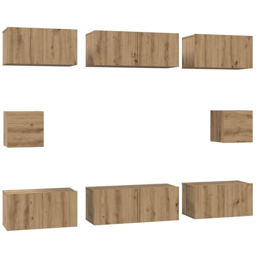 Homgoday Modulares TV-Schränkchen Set - Stauraum, Design, Wohnraum Organisation | TV-Schrank mit strukturierter Holzoberfläche und farbbeständiger Lackierung Model3393167 von Homgoday