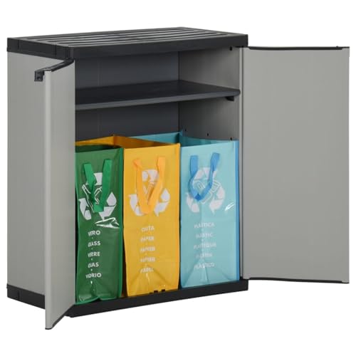 Homgoday Mülltonnenbox Grau und Schwarz 68x40x85 cm PP Müllsackhalter Model340987 Homgoday Mülltonnenbox Grau und Schwarz 68x40x85 cm PP Müllsackhalter Model340987 von Homgoday