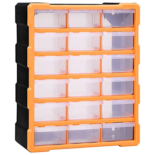 Homgoday Multi-Schubladen-Organizer 18 Schubladen Sortierkasten Sortimentskoffer Sortimentsbox Kleinteilemagazin Aufbewahrungsschrank für Eisenwaren und Bastelzubehör 38x16x47 cm von Homgoday