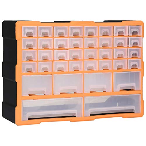 Homgoday Multi-Schubladen-Organizer 40 Schubladen Sortierkasten Sortimentskoffer Sortimentsbox Kleinteilemagazin Aufbewahrungsschrank für Eisenwaren und Bastelzubehör 52x16x37,5 cm von Homgoday