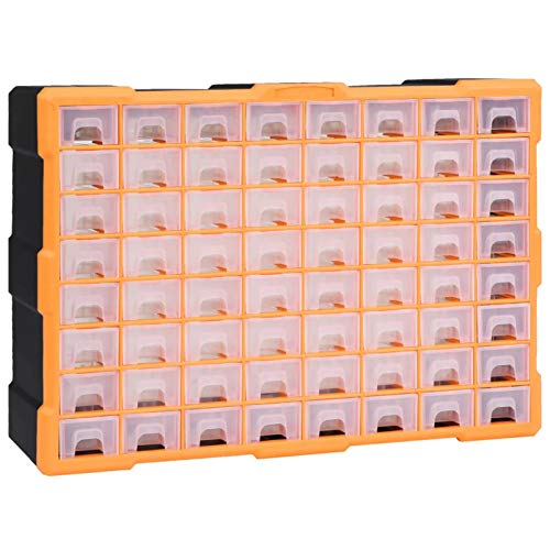 Homgoday Multi-Schubladen-Organizer 64 Schubladen Sortierkasten Sortimentskoffer Sortimentsbox Kleinteilemagazin Aufbewahrungsschrank für Eisenwaren und Bastelzubehör 52x16x37,5 cm von Homgoday