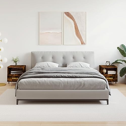 Homgoday Nachttisch, 2 Stück, Holztechnik, rauchige Eiche, 40 x 35 x 47,5 cm, Nachttisch für Schlafzimmer, Haus, Dekoration, Design, Stil Zimmer, Schlafzimmer, Tisch, Möbel Typ 5 von Homgoday