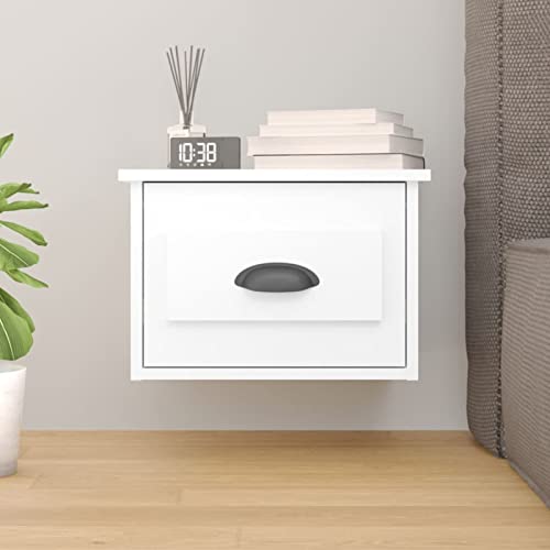 Homgoday Nachttisch für die Wand, weiß, 41,5 x 36 x 28 cm, Nachttisch für Schlafzimmer, Haus, Dekoration, Design, Stil, Zimmer, Schlafzimmer, Nachttisch, Möbel von Homgoday
