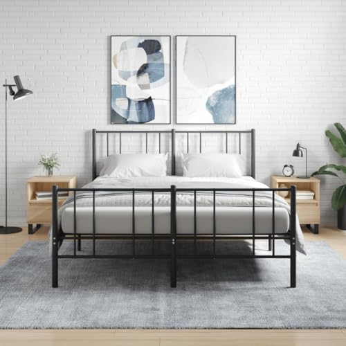 Homgoday Nachttische, 2 Stück, Holz, Sonoma-Eiche, 40 x 35 x 50 cm, Nachttisch, für Schlafzimmer, Haus, Dekoration, Design, Stil Zimmer, Schlafzimmer, Möbel, Typ 4 von Homgoday