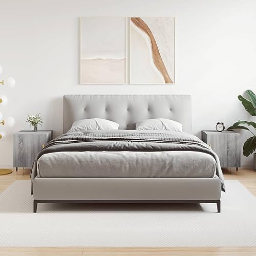 Homgoday Nachttische, 2 Stück, Holztechnik, Grau, Sonoma, 40 x 40 x 50 cm, Nachttisch, für Schlafzimmer, Haus, Dekoration, Design, Stil Zimmer, Schlafzimmer, Möbel, Typ 5 von Homgoday