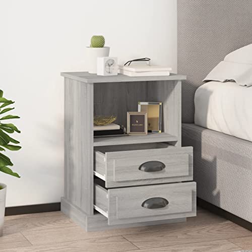 Homgoday Nachttische, 2 Stück, Sonoma-Grau, 43 x 36 x 60 cm, Nachttisch für Schlafzimmer, Haus, Dekoration, Design, Stil, Zimmer, Schlafzimmer, Nachttisch, Möbel von Homgoday
