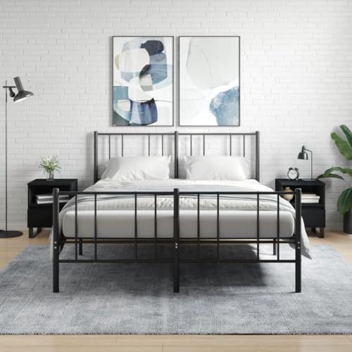 Homgoday Nachttische 2 STK. Nachtschrank mit Schublade und Fach Nachtkonsole Nachtkommode Nachttisch Beistelltisch Sofatisch für Schlafzimmer Bett 40x35x50 cm Schwarz Holzwerkstoff von Homgoday