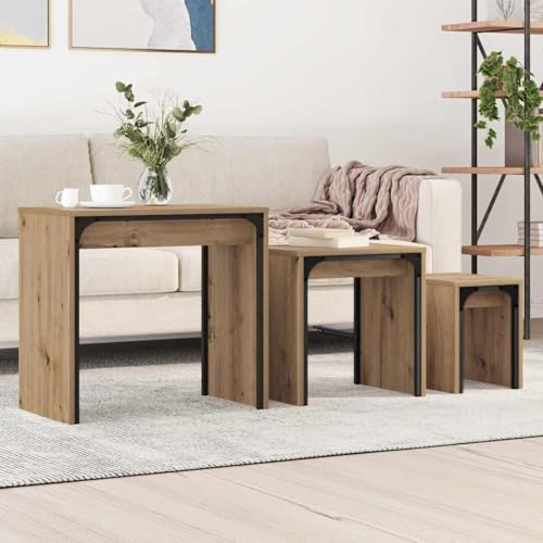 Homgoday Nesting Couchtisch 3 pcs Eiche handwerklich 60 x 35 x 56 cm Couchtisch Model883535 von Homgoday