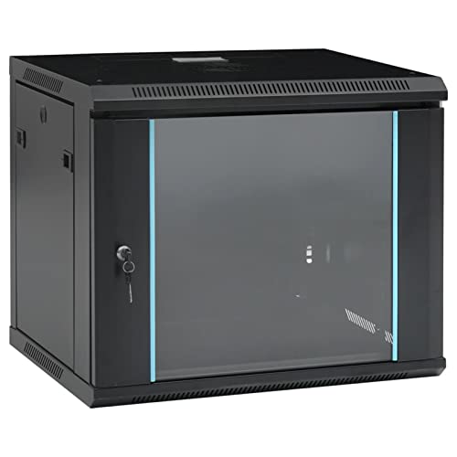 Homgoday Netzschrank, Wandmontage, 9U, 19 Zoll, IP20, 600 x 450 x 510 mm, Sideboard, Bodenschrank für Badezimmer, Aufbewahrungsschränke, Regale, Aufbewahrungsschrank für Schlafzimmer, Büro von Homgoday