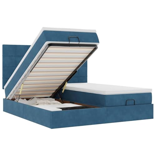 Homgoday Ottoman-Bett mit Matratzen & LEDs Dunkelblau 180x200 cm Samt Familienbett Model3314625 Homgoday Ottoman-Bett mit Matratzen & LEDs Dunkelblau 180x200 cm Samt Familienbett Model3314625 von Homgoday