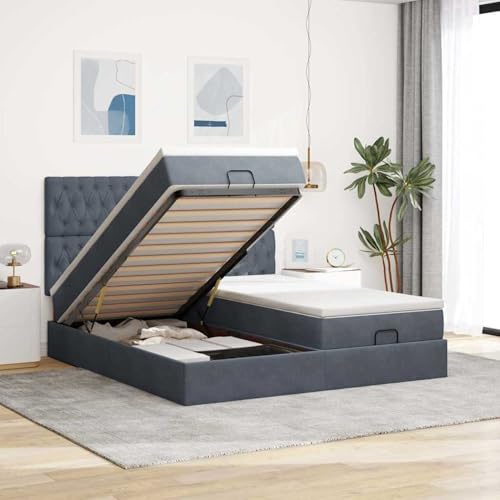 Homgoday Ottoman-Bett mit Matratzen & LEDs Dunkelgrau 160x200 cm Samt Familienbett Model3314634 Homgoday Ottoman-Bett mit Matratzen & LEDs Dunkelgrau 160x200 cm Samt Familienbett Model3314634 von Homgoday