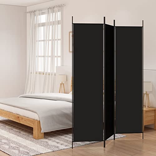 Homgoday Paravent Trennwand Raumteiler Schlafzimmer Wohnzimmer Dekoration Trennwand Sichtschutz Paravent Trennwand 3 Stoffpaneele schwarz 150 x 200 cm von Homgoday