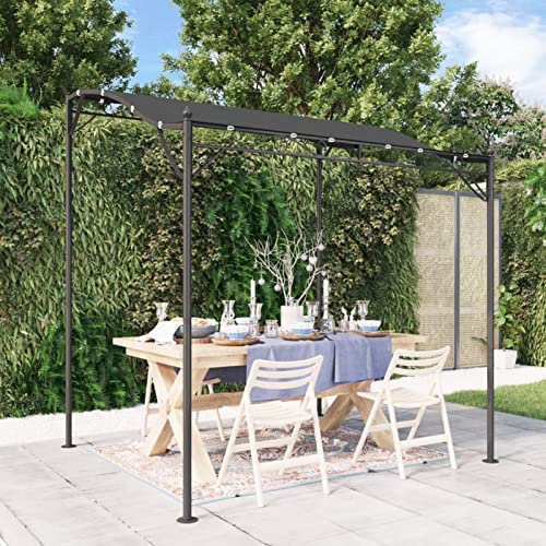 Homgoday Pavillion Markise Gartenpavillon Pergola mit Geschwungenes Dach UV Schutz Sonnenmarkise Anbaupavillon Partyzelt Garten Terrasse Balkon Anthrazit 2x2,3 m 180 g/m² Stoff und Stahl von Homgoday