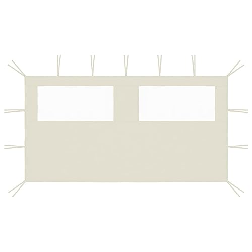 Homgoday Pavillon-Seitenwand mit Fenstern Partyzeltwand Seitenteil mit Fenster für Pavillon Gartenpavillon 4x2 m Creme von Homgoday