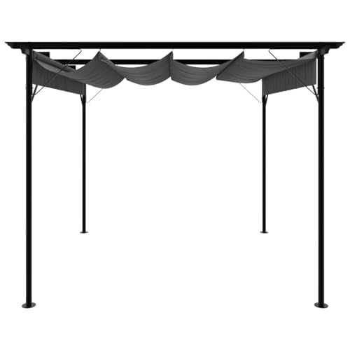 Homgoday Pergola mit Ausziehbarem Dach Anthrazit 3x3 m Stahl 180 g/m² Terassenüberdachung Model312226 von Homgoday
