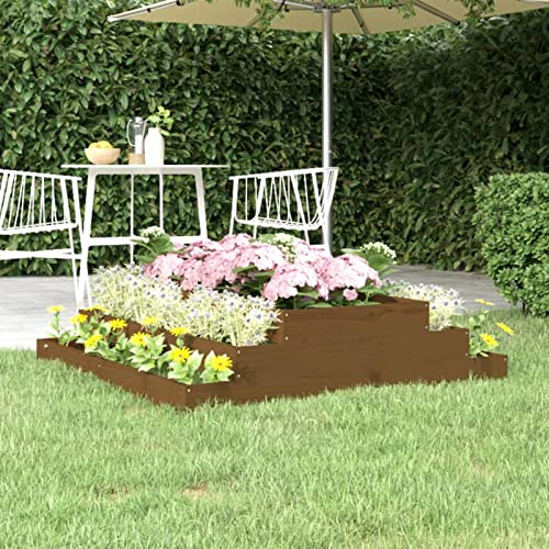 Homgoday Pflanzgefäß mit Gitter für den Garten, braunes Pflanzgefäß 110 x 110 x 27 cm aus massivem Kiefernholz, Pflanzgefäß für den Garten, Blumenkasten für den Außenbereich, Blumenkasten für Balkon von Homgoday