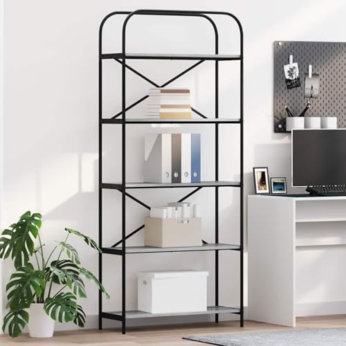 Homgoday Regal Grau Sonoma 80 x 30 x 183 cm Holzwerkstoff Regal Model879836 von Homgoday