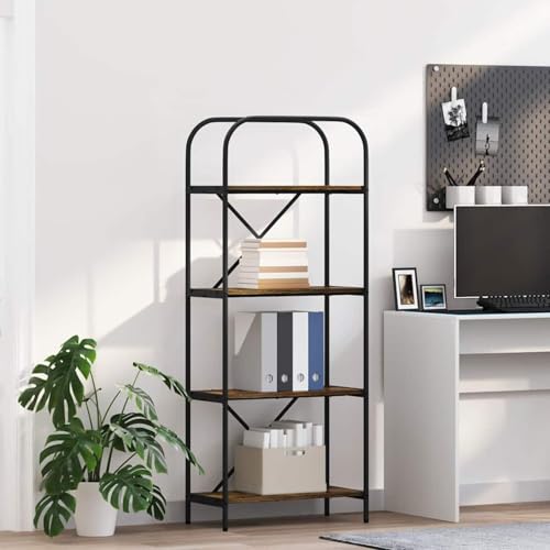 Homgoday Regal Räuchereiche 60 x 30 x 146 cm Holzwerkstoff Regal Model879859 von Homgoday