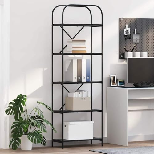 Homgoday Regal Schwarze Eiche 60 x 30 x 183 cm Holzwerkstoff Regal Model879851 von Homgoday