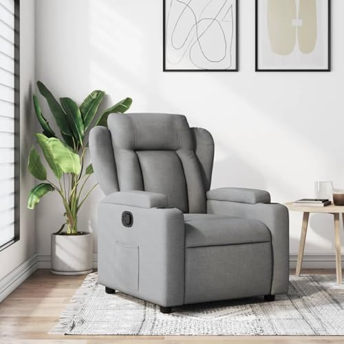 Homgoday Relaxsessel Hellgrau Stoff Loungesessel Model3205564 von Homgoday