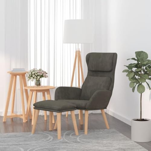 Homgoday Relaxsessel mit Hocker Dunkelgrau Samt Entspannungsstuhl Model3097821 von Homgoday