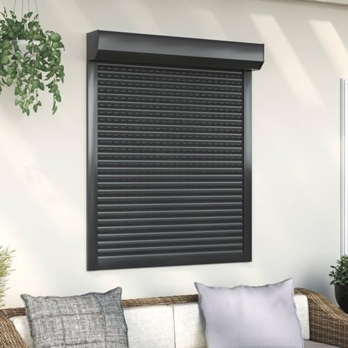 Homgoday Rollladen Aluminium Rollladenpanzer Behang Rolladen Rolladenbehang Vorbaurollladen Vorbaurolladen Rolllade für Fenster 100x130 cm Anthrazit von Homgoday