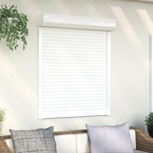 Homgoday Rollladen Aluminium Rollladenpanzer Behang Rolladen Rolladenbehang Vorbaurollladen Vorbaurolladen Rolllade für Fenster 100x130 cm Weiß von Homgoday
