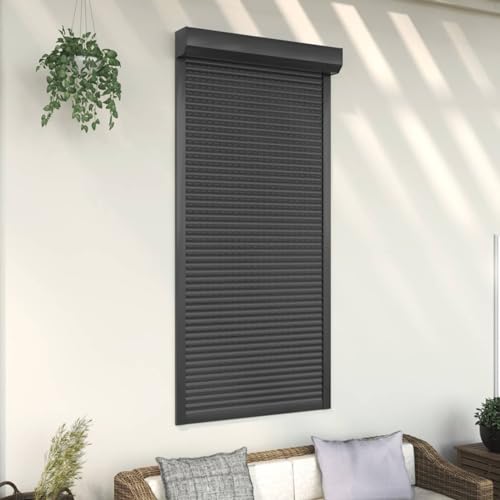 Homgoday Rollladen Aluminium Rollladenpanzer Behang Rolladen Rolladenbehang Vorbaurollladen Vorbaurolladen Rolllade für Fenster 100x210 cm Anthrazit von Homgoday