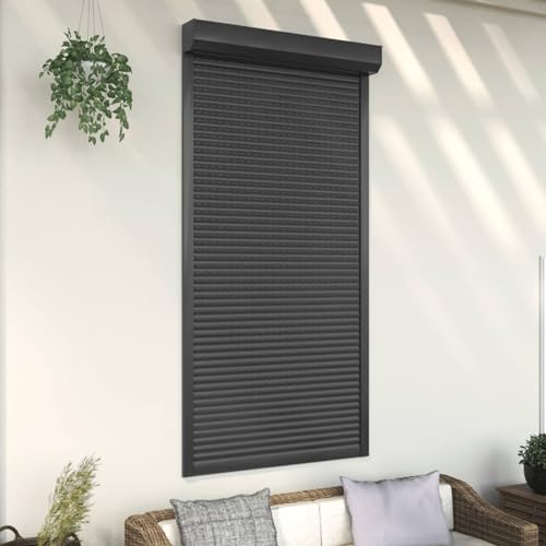 Homgoday Rollladen Aluminium Rollladenpanzer Behang Rolladen Rolladenbehang Vorbaurollladen Vorbaurolladen Rolllade für Fenster 110x220 cm Anthrazit von Homgoday