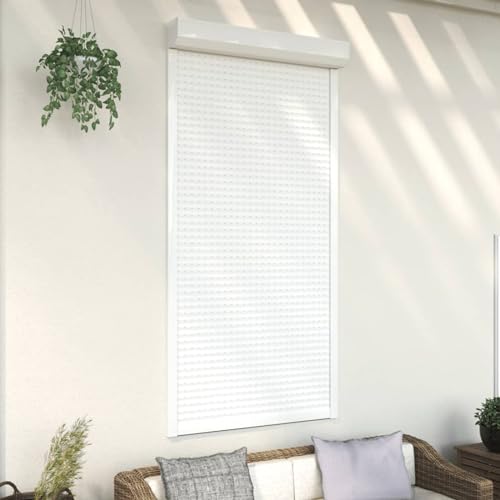 Homgoday Rollladen Aluminium Rollladenpanzer Behang Rolladen Rolladenbehang Vorbaurollladen Vorbaurolladen Rolllade für Fenster 110x220 cm Weiß von Homgoday