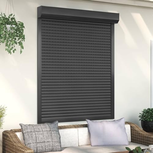 Homgoday Rollladen Aluminium Rollladenpanzer Behang Rolladen Rolladenbehang Vorbaurollladen Vorbaurolladen Rolllade für Fenster 120x150 cm Anthrazit von Homgoday