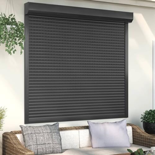 Homgoday Rollladen Aluminium Rollladenpanzer Behang Rolladen Rolladenbehang Vorbaurollladen Vorbaurolladen Rolllade für Fenster 160x150 cm Anthrazit von Homgoday