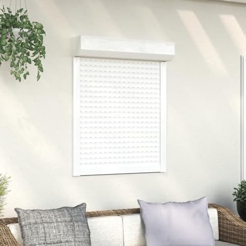 Homgoday Rollladen Aluminium Rollladenpanzer Behang Rolladen Rolladenbehang Vorbaurollladen Vorbaurolladen Rolllade für Fenster 80x100 cm Weiß von Homgoday