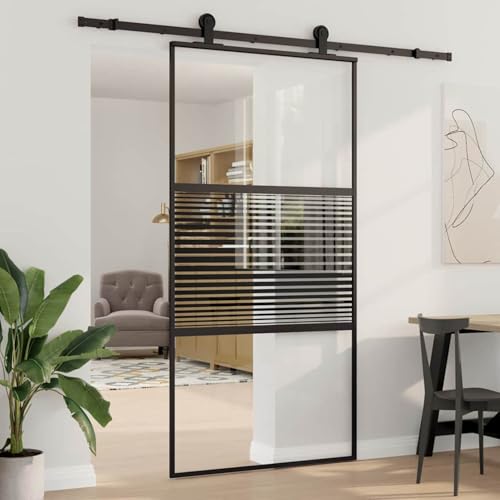 Homgoday Schiebetür Schwarz 102.5 x 205 cm Gehärtetes Glas, Aluminium Schiebetür Model42012462 Homgoday Schiebetür Schwarz 102.5 x 205 cm Gehärtetes Glas, Aluminium Schiebetür Model42012462 von Homgoday