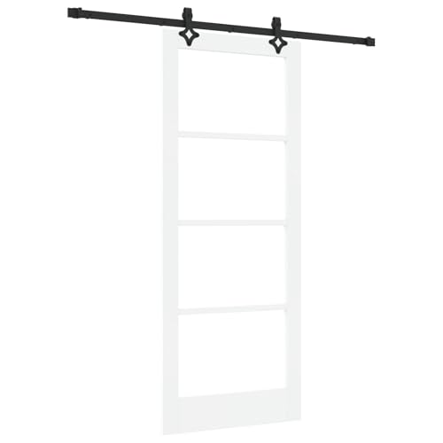 Homgoday Schiebetür mit Beschlägen Set 'ORKDAL'Weiß Massivholz & Glas, Innentür mit Glas 'ORKDAL'Weiß 83x202x4 cm Sliding Door Model3332166 Homgoday Schiebetür mit Beschlägen Set 'ORKDAL'Weiß Massivholz & Glas, Innentür mit Glas 'ORKDAL'Weiß 83x202x4 cm Sliding Door Model3332166 von Homgoday