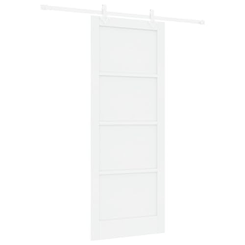 Homgoday Schiebetür mit Beschlag-Set Weiß 83x211 cm Massivholz Kiefer, Innentür "ORKDAL" Weiß 83x211x4 cm Massivholz Kiefer Sliding Door Model3333563 von Homgoday