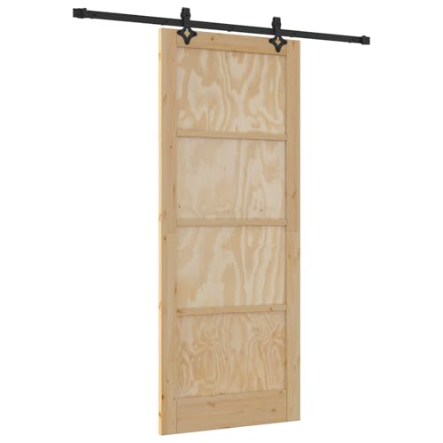 Homgoday Schiebetür mit Beschlagsatz 86x211 cm Massivholz Kiefer, Innentür 'ORKDAL'86x211x4 cm Massivholz Kiefer Sliding Door Model3333512 von Homgoday